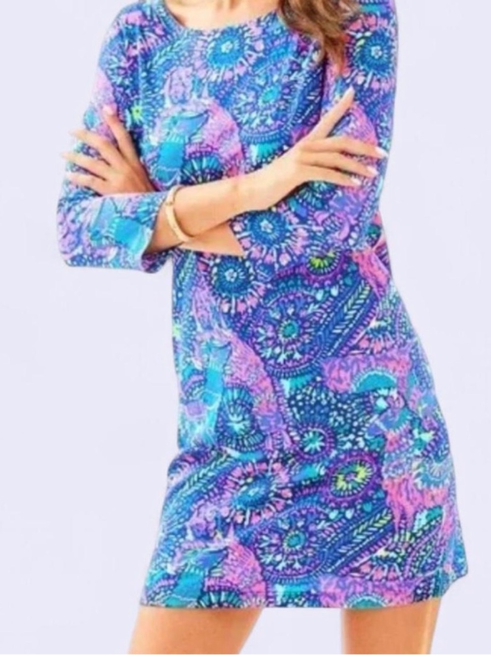 Lilly Pulitzer Blue, Purple & Pink Printed Shift Mini Dress
